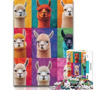 Jigsaw Alpaca Collage Jigsaws Puzzles 1000 Pieces for Adults Gifts,Birthday Gift Idea for Adults, Family Game And Hobby 26x38cm