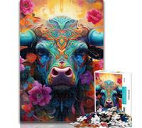 Jigsaw Animal Buffalo Jigsaw Puzzles 1000 Pieces for Adults Teens,is Ideal As A Gift for The Whole Family Suitable for And 14 75x50cm
