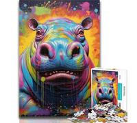Jigsaw Animal Hippos Jigsaw Puzzles 1000 Pieces for Adults Teens,is Ideal As A Gift for The Whole Family Suitable for And 14 26x38cm