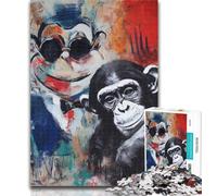 Jigsaw Animal Monkey Jigsaw Puzzles for Teenagers 1000 Pieces,Birthday Present, Gifts, Wall Art for And Age 14 Years Up 26x38cm