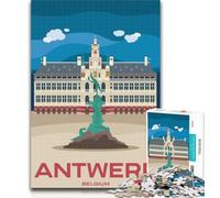 Jigsaw Antwerp Belgium Cityscape Jigsaw Puzzles for Adults 1000,Toys Educational Games Stress Relieving Unique Home Decor And Gifts 26x38cm