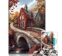 Jigsaw Autumn Bridge 1000 Pieces Jigsaw Puzzles For Teens And Adults,Birthday Present, Gifts, Wall Art for And Age 14 Years Up 26x38cm