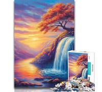 Jigsaw Autumn Waterfall Landscape Jigsaw Puzzles for Teenagers 1000 Piece,Educational Games Home Decoration Deal As Gifts for The Whole Family 26x38cm