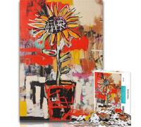 Jigsaw Basquiat Flowers Puzzles for Adults 1000 Pieces,Artistic Wall Decor & Birthday Gift Idea for Friends, Home Office 26x38cm