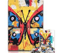 Jigsaw Basquiat Style Butterfly Puzzles for Adults And Teenagers,Challenging Difficult with Fully Interlocking Randomly Shaped Pieces 26x38cm