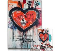 Jigsaw Basquiat-style Heart 1000 Piece Jigsaw Puzzles for Adults & Teens,Learning Educational Toy for Is Ideal As A Gift for The Whole Family 50x75cm