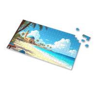 Jigsaw Beach With Mosque And Palm Trees. Picture Puzzle Spot It Game For Kids Games For Kids 8-12(1000PCS)