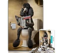 Jigsaw Black Poodle on The Toilet 1000 Piece Jigsaw Puzzles for Adults,Toys Educational Games Stress Relieving Unique Home Decor And Gifts (50x75cm)