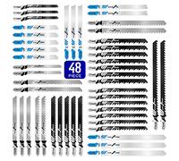 Jigsaw Blades Set 48pcs,Contractor Assorted T Shank Jig Saw Blades,Multi-Purpose HCS/HSS Saw Blades for Cutting Wood,Plastic,Metal