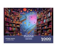 Jigsaw Bookshelf 1000 Pieces Challenge Toy for Adults,Library Impossible Jigsaw Puzzles 1000 Pieces Educational Games Home Decoration 70x50cm/1000pcs