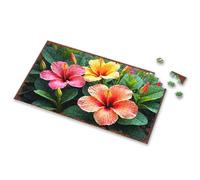 Jigsaw Bright Hibiscus Blooms In Full Summer Glory Picture Puzzle Puzzle Board Puzzle Books For Adults(500PCS)