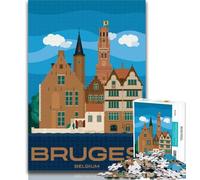 Jigsaw Bruges Belgium Cityscape Jigsaw Puzzles 1000 Pieces for Adults Teens,is Ideal As A Gift for The Whole Family Suitable for And 14 26x38cm