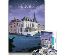 Jigsaw Bruges Belgium Travel Art Jigsaw Puzzles for Adults 1000,Toys Educational Games Stress Relieving Unique Home Decor And Gifts 26x38cm