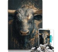 Jigsaw Bull Oil Painting Puzzles for Adults 1000 Pieces,Artistic Wall Decor & Birthday Gift Idea for Friends, Home Office 50x75cm