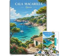 Jigsaw Cala Macarella, Spain Travel Poster 1000pcs (52x38cm) Adult Puzzle | For unhurried leisure at home: Adult jigsaw puzzle with 1000 pieces fits quiet evenings and weekends.