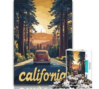 Jigsaw California Road Trip Poster Jigsaw Puzzles for Adults 1000,Toys Educational Games Stress Relieving Unique Home Decor And Gifts 75x50cm