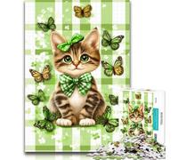 Jigsaw Cat Surrounded by Butterflies Jigsaw Puzzles 1000 Pieces for Adults Teens,is Ideal As A Gift for The Whole Family Suitable for And 14 26x38cm