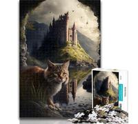 Jigsaw Cats on Alien Planet Jigsaw Puzzles for Teenagers,with Fully Interlocking Randomly Shaped Pieces for And 14 Years Old 50x75cm