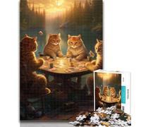 Jigsaw Cats Play Poker 1000 Pieces Jigsaw Puzzle for Adults& Teens,Educational Games Home Decoration Deal As Gifts for The Whole Family 26x38cm