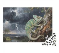 Jigsaw Chameleon 1000 Pieces Challenge Toy for Adults,Thunderstorm Forest Impossible Jigsaw Puzzles 1000 Piece Educational Game for Adults Or Families 1000pcs (75x50cm)