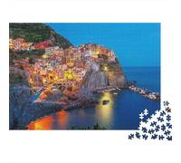 Jigsaw Cinque Terre Village at Night Puzzle Fun Challenge Educational Toy, Beautiful Scenery Home Decoration Challenging, Great Gift Adults 70x50cm/1000pcs
