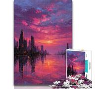 Jigsaw Cityscape Under The Setting Sun 1000 Piece Jigsaw Puzzles for Adults & Teens,Learning Educational Toy for Is Ideal As A Gift for The Whole Family 50x75cm