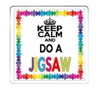 JIGSAW COASTER mug mat drinks drip mat table protector. Keep Calm And Do A Jigsaw. To match the JIGSAW PUZZLE ceramic mug. 10cm x 10cm acrylic. Can be personalised with any name or short message
