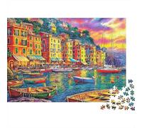 Jigsaw Colorful Ports Puzzle Fun Challenge Educational Toy, Scenery Home Decoration Challenging, Great Gift Adults 52x38cm/1000pcs