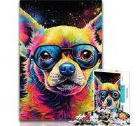 Jigsaw Colourful Art Chihuahua 1000 Pieces Jigsaw Puzzle for Adults& Teens,Educational Games Home Decoration Deal As Gifts for The Whole Family 50x75cm