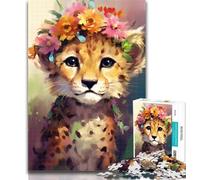 Jigsaw Colourful Baby Leopard Jigsaw Puzzles 1000 Pieces for Adults Teens,is Ideal As A Gift for The Whole Family Suitable for And 14 75x50cm