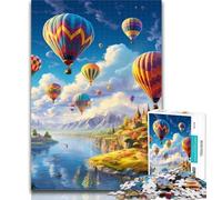 Jigsaw Colourful Hot Air Balloons Jigsaw Puzzles for Teenagers,with Fully Interlocking Randomly Shaped Pieces for And 14 Years Old 26x38cm