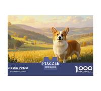 Jigsaw Corgi 1000 Pieces Challenge Game for Adults,Pastoral Scenery Impossible Jigsaw Puzzles 1000 Piece Educational Games for Adults Or Families 38x26cm/1000pcs