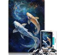Jigsaw Cosmic Koi Jigsaw Puzzle 1000 Pieces for Adults,Toys Educational Games Stress Relieving Artists Collection, Fine Art 26x38cm