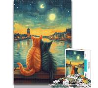 Jigsaw Couple Cat Adult Jigsaws 1000 Pieces Difficult,Decompressing Intellectual Educational Toy Secret Santa Gifts 26x38cm