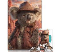 Jigsaw Cowboy Koala 1000 Pieces Jigsaw Puzzle For Adults Teens,Toys Educational Games Stress Relieving Unique Home Decor And Gifts 50x75cm