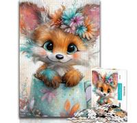 Jigsaw Cute Fox Jigsaw Puzzle 1000 Pieces for Adults,Toys Educational Games Stress Relieving Artists Collection, Fine Art (38x26cm)