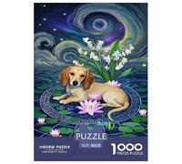 Jigsaw Dachshund Dog 1000 Pieces Challenge Toy for Adults,Nighttime Water Scene Impossible Jigsaw Puzzles 1000 Piece Educational Game for Adults Or Families 38x26cm/1000pcs