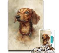 Jigsaw Dachshund Retro Jigsaw Puzzles for Teenagers 1000 Piece,Educational Games Home Decoration Deal As Gifts for The Whole Family 50x75cm