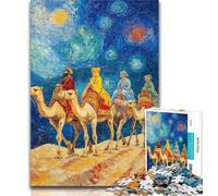 Jigsaw Desert Caravan with Camels Jigsaw Puzzles for Teenagers 1000 Pieces,Family Game Stress Reliever Difficult Challenge Secret Santa Gifts 26x38cm