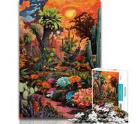 Jigsaw Desert Plants Oil Painting Jigsaw Puzzles for Teenagers 1000 Pieces,Family Game Stress Reliever Difficult Challenge Secret Santa Gifts 50x75cm