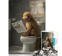 Jigsaw Dog on The Toilet Jigsaw Puzzles for Teenagers,with Fully Interlocking Randomly Shaped Pieces for And 14 Years Old 50x75cm