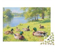 Jigsaw Ducks 1000 Pieces Challenge Toy for Adults,Tranquil Idyllic Impossible Jigsaw Puzzles 1000 Piece Educational Game for Adults Or Families 1000pcs (75x50cm)