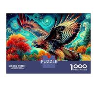 Jigsaw Eagle Under The Starry Sky Puzzle Fun Challenge Educational Toy, Wildlife Home Decoration Challenging, Great Gift Adults 38x26cm/1000pcs