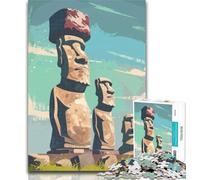 Jigsaw Easter Island Moai Statues Jigsaw Puzzles for Teenagers 1000 Pieces,for Educational Game Challenge Toy Unique Home Decor And Gifts 75x50cm