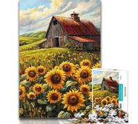 Jigsaw Farm Sunflowers 1000 Piece Jigsaw Puzzle for Adults Teens,Challenging Game And Family Play Parent-child Interaction 26x38cm