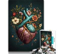 Jigsaw Floral Heart Jigsaws Puzzles 1000 Pieces for Adults Gifts,Birthday Gift Idea for Adults, Family Game And Hobby 50x75cm