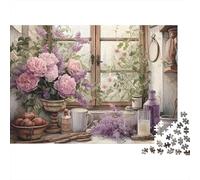 Jigsaw Floral still Life by Window Gift Puzzle - Beautiful Scenery 1000 Pieces Fun Challenge Adults, Educational Game Home Decor 38x26cm/1000pcs