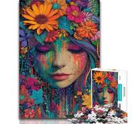 Jigsaw Flower Beauty Facial Puzzles for Adults Teens 1000 Pieces,Educational Games Home Decoration Artists Collection, Fine Art 50x75cm