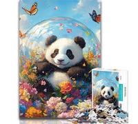 Jigsaw Flower Panda Puzzles for Adults 1000 Pieces,Artistic Wall Decor & Birthday Gift Idea for Friends, Home Office 26x38cm