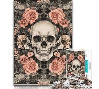 Jigsaw Flower Skull Jigsaw Puzzles for Teenagers 1000 Pieces,Family Game Stress Reliever Difficult Challenge Secret Santa Gifts 50x75cm